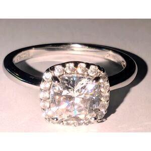 VTG 925 Sterling Silver Cubic Zirconia Stamped Princess Cut Large Gem Ring Sz 10